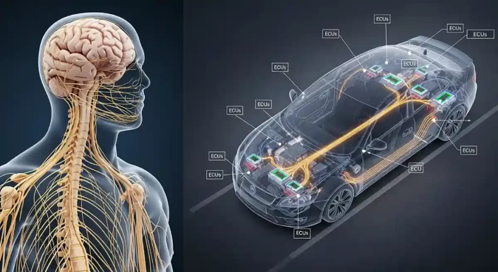 Human nervous system and CAN bus comparison 