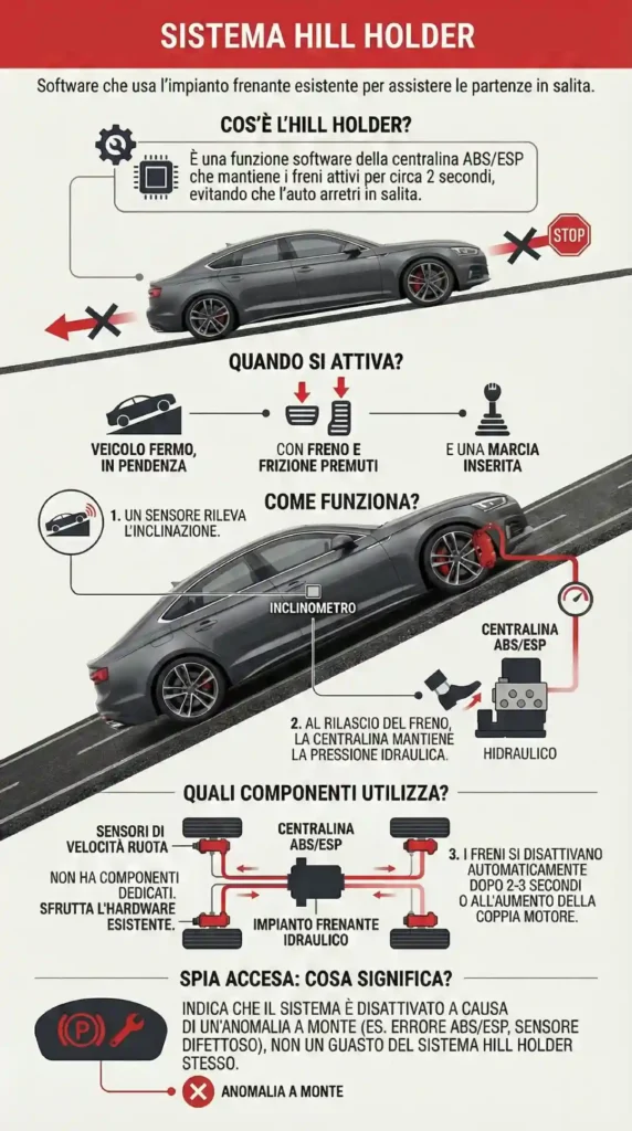 infografica hill holder cos'è a cosa serve funzionamento spia guasto