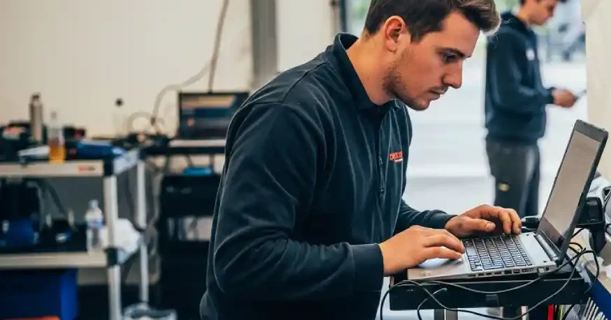 preparatore auto ecu durante mappatura centralina per motorsport rally